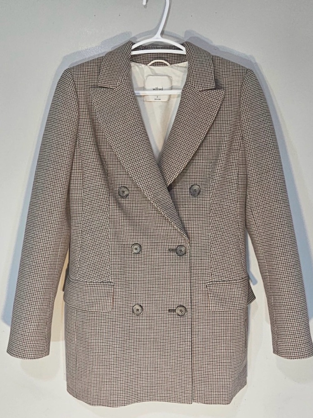 Aritzia WILFRED Margaux Oversized Houndstooth Double Breasted Blazer - Picture 2 of 10